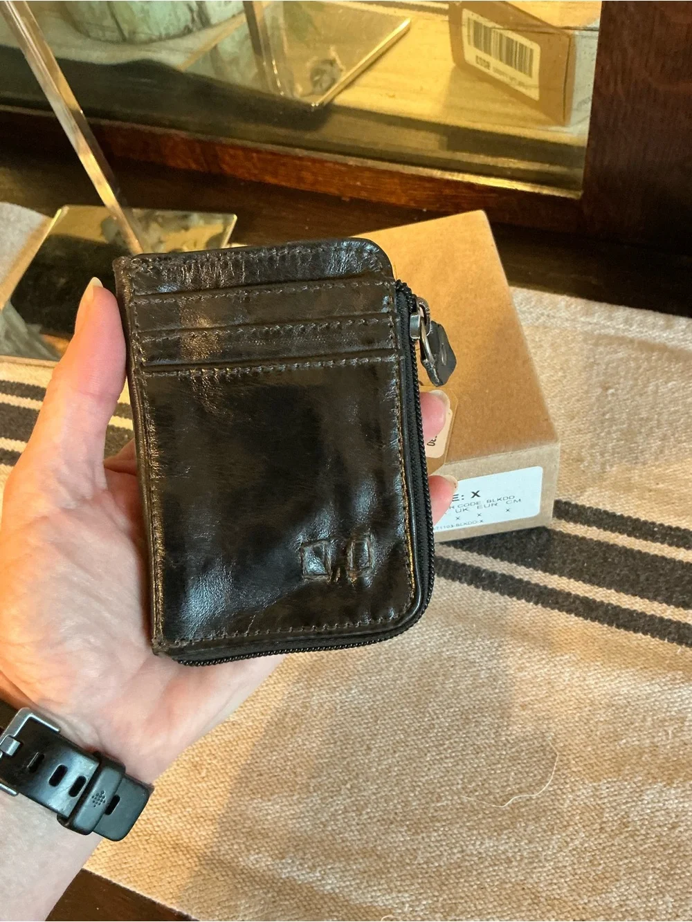 NWT Bed Stu Carrie Leather Black Die Dyed DD Wallet W/ Box Retail $100